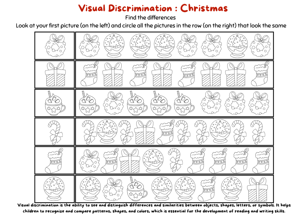 Visual discrimination worksheet 1 freebies